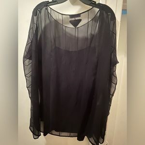 PRADA LONG SLEEVE WOMENS SILK SEE THROUGH BLOUSE SIZE 42 IT